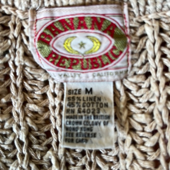 Vintage 80s BANANA REPUBLIC Size Medium Classic Cableknit Vest Linen & Cotton - Picture 10 of 16